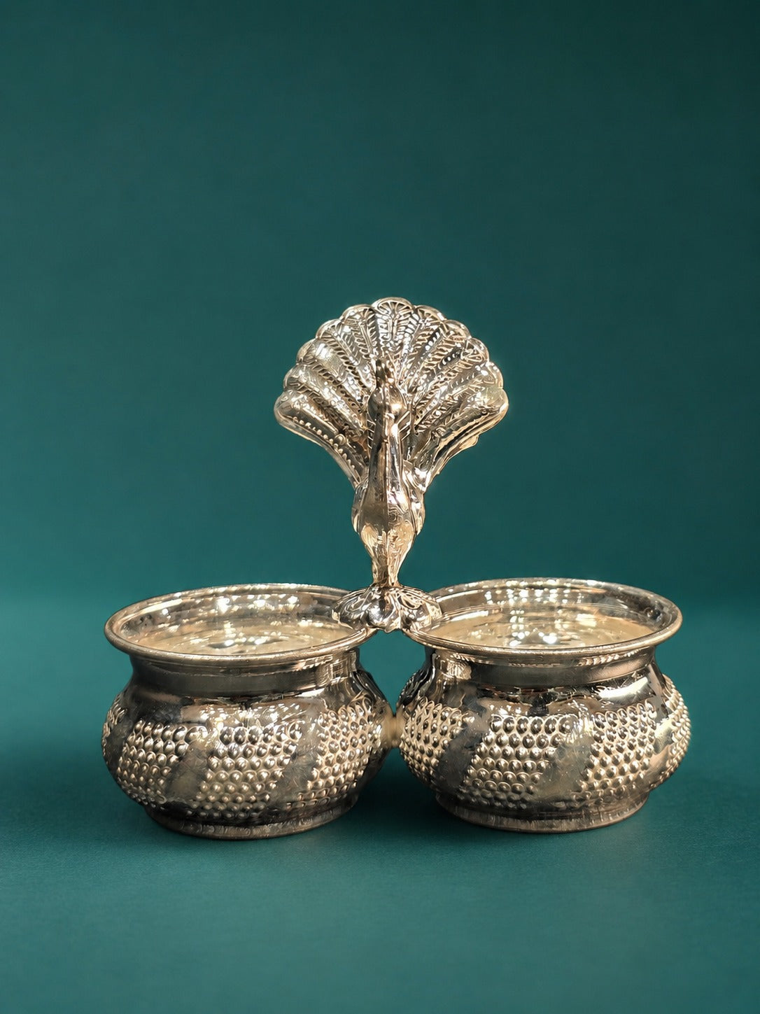 92.5 Pure Silver Peacock Design Pooja Panchpali