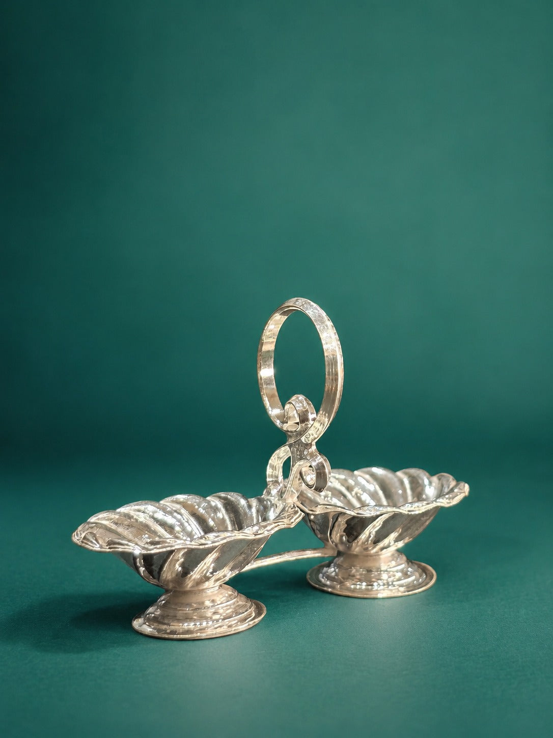 92.5 Pure Silver Two Cups Panchpali Pooja Article with Handle