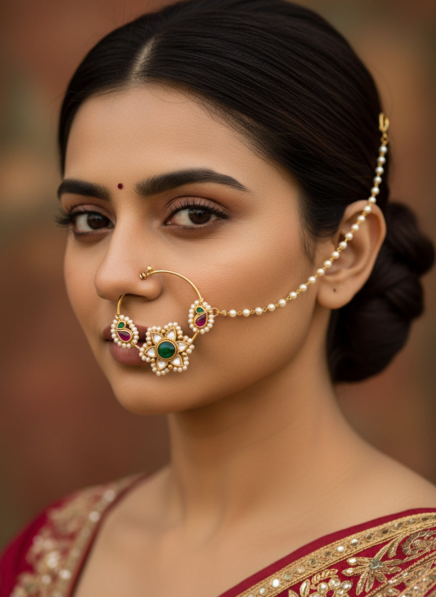 Pure Silver Nath for Bride | Artisan Hammered Finish Jewelry