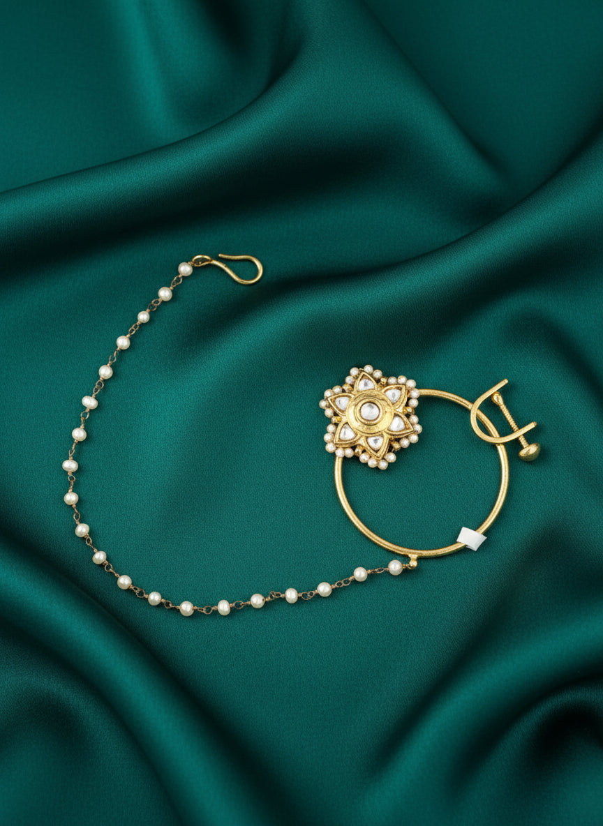 Artisan 925 Sterling Silver Nose Stud with Crystal Accents (Screw Back)