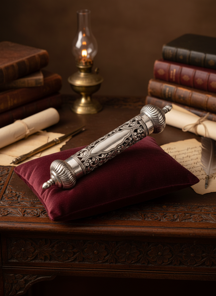 925 Silver Repoussé Work Farman Box - Traditional Desk Décor