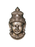 92.5 pure silver Lakshmi idol face, ornate crown and engraved forehead symbols