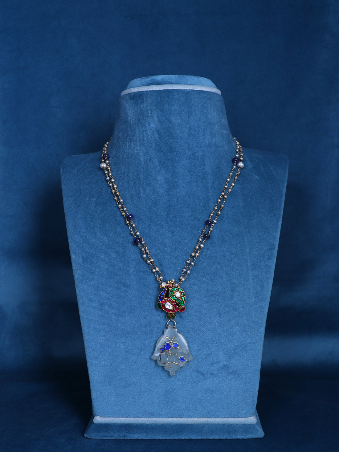 Peacock Motif Kundan 92.5 Pure Silver Necklace