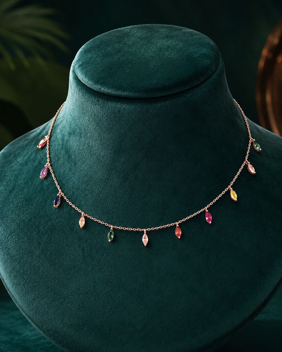 92.5 Pure Silver Multicolour Drop Necklace for Women