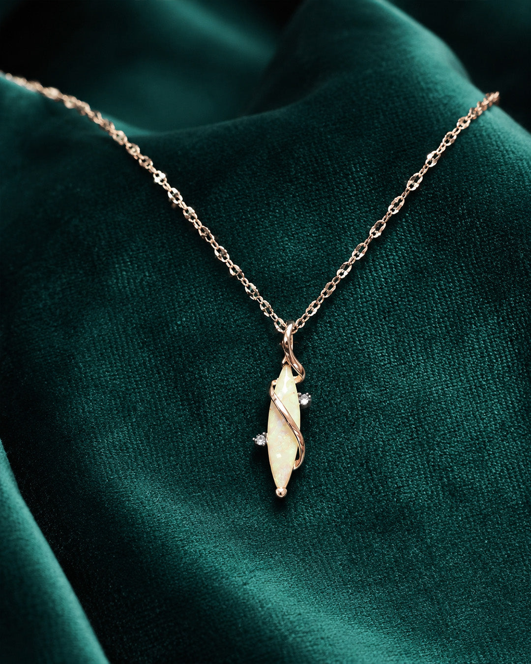 Opal pendant necklace with silver chain