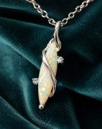 Opal pendant necklace with silver chain