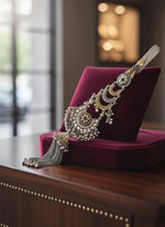 92.5 pure silver keychain with ornate tassel and circular jhumka pendant