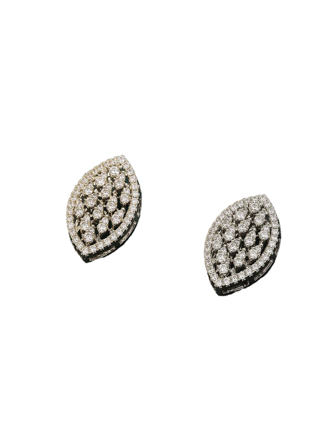 92.5 Sterling Silver Leaf Stud Earrings for Women – Crystal Statement Earrings-SJE-427986