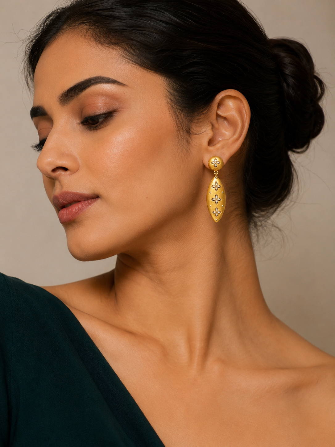 92.5 Sterling Silver Floral Drop Earrings for Women – Elegant Crystal Dangler Earrings-SJE-462109