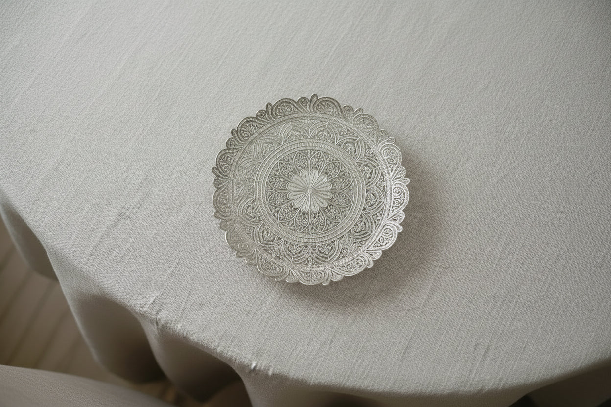 Luxury 925 Silver Filigree Tray | Home Decor & Auspicious Gifting