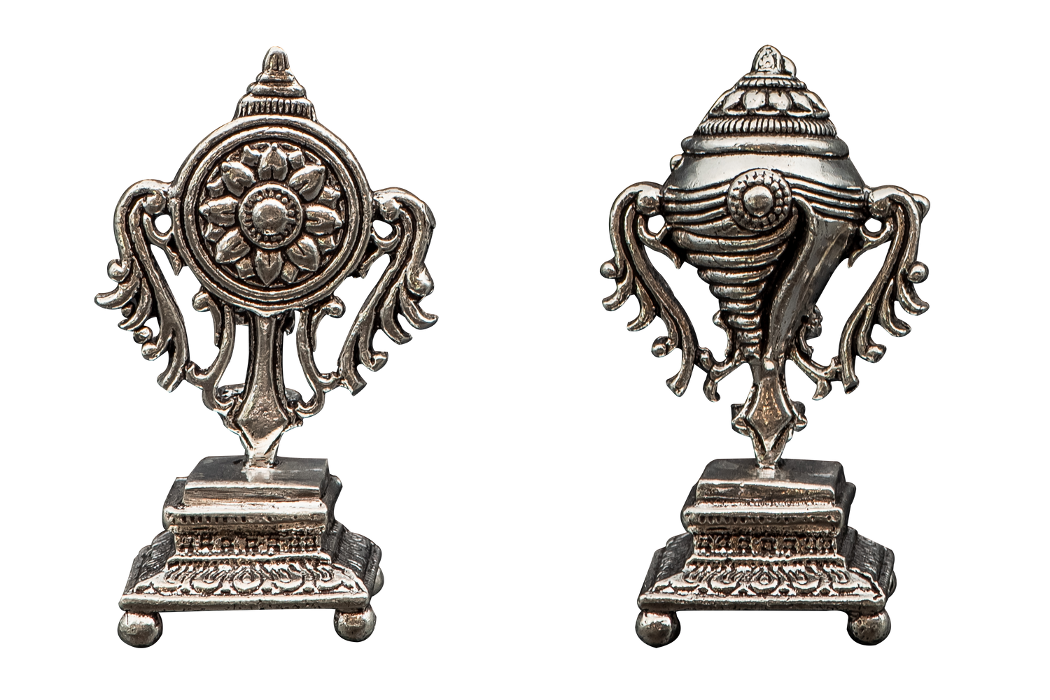 Pure 925 Silver Shankh Chakra Set – 134g Sacred Symbols Pair