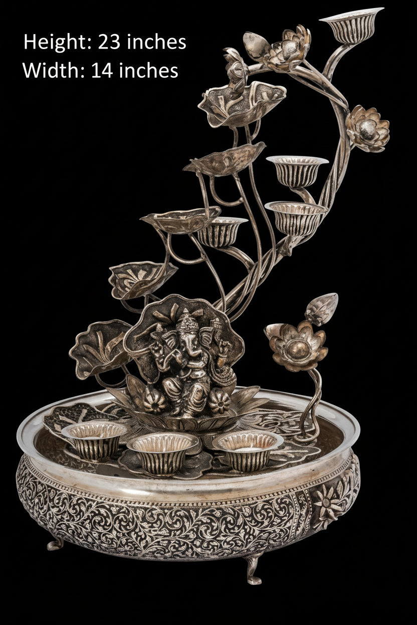 Luxury 925 Silver Indoor Fountain | Grand Home Decor Prosperity Artifact