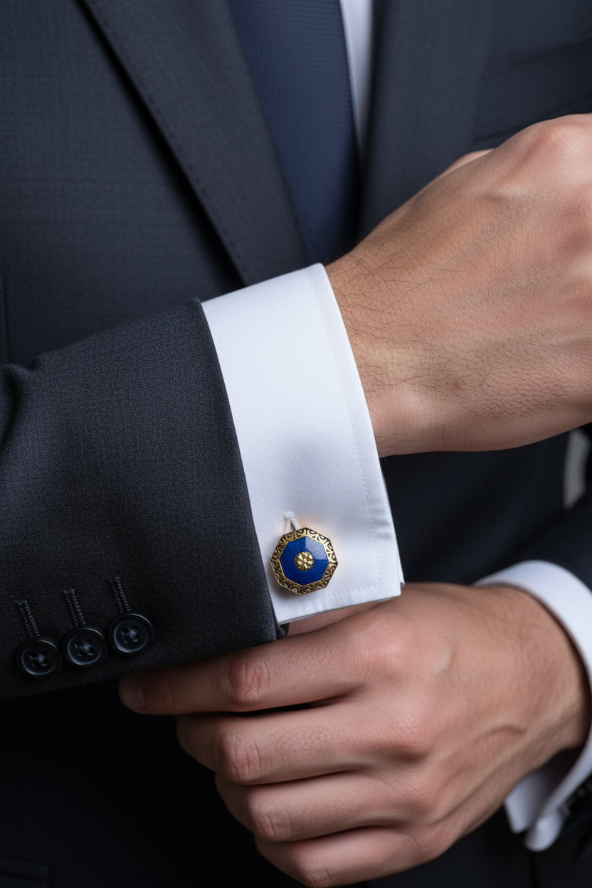 Pure 925 Silver Cufflinks - Classic Round Design Enduring Formal Style