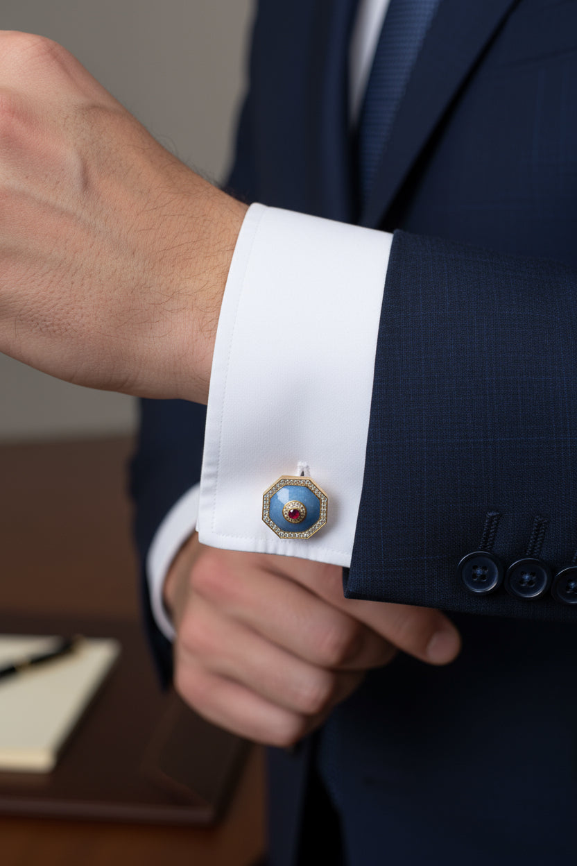 Pure 925 Silver Cufflinks - Classic Round Design Enduring Formal Style