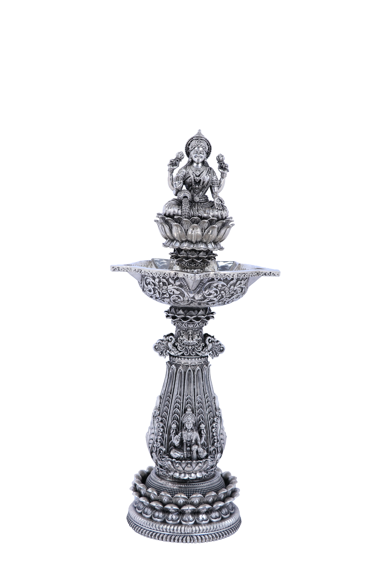 Pure 925 Silver Mandir Diya Stands – 2000g Luxury Temple Décor (Set of 2)
