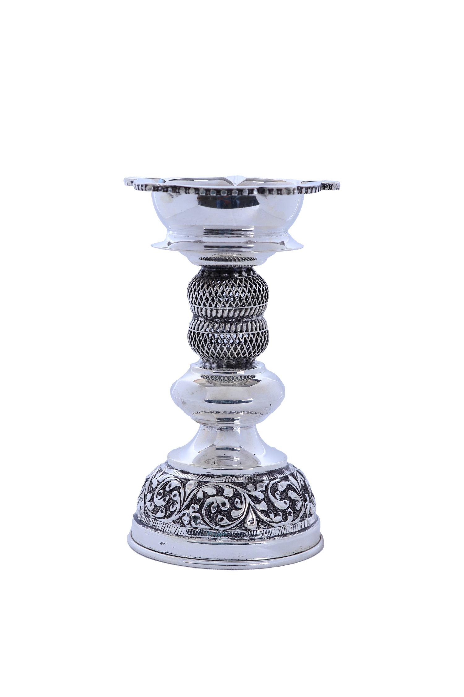 925 Sterling Silver Handcrafted Lakshmi Vilakku (575g) Pair