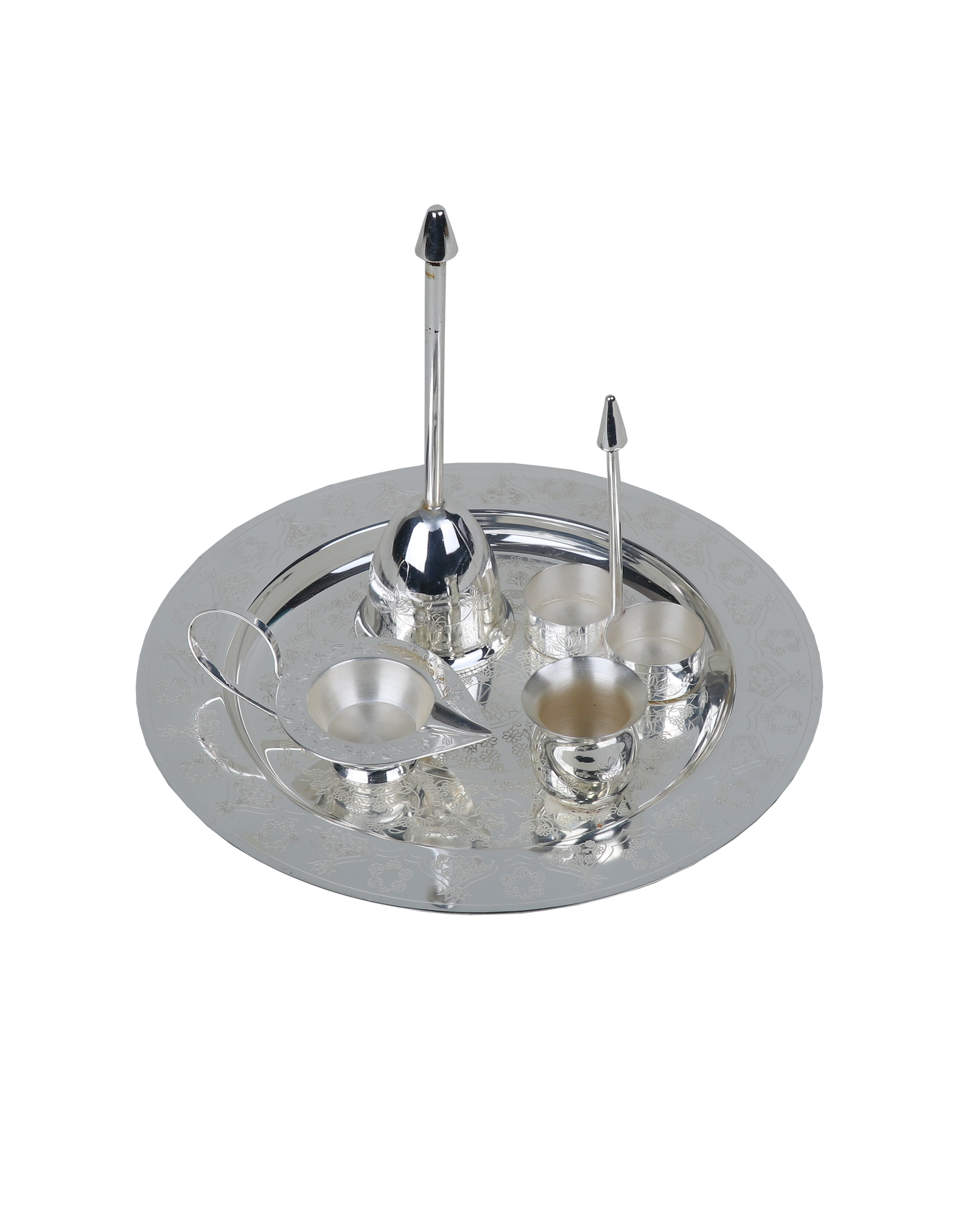 Premium Glass & Silver Pooja Thali Set – Handcrafted Crystal Serving Collection (459g)