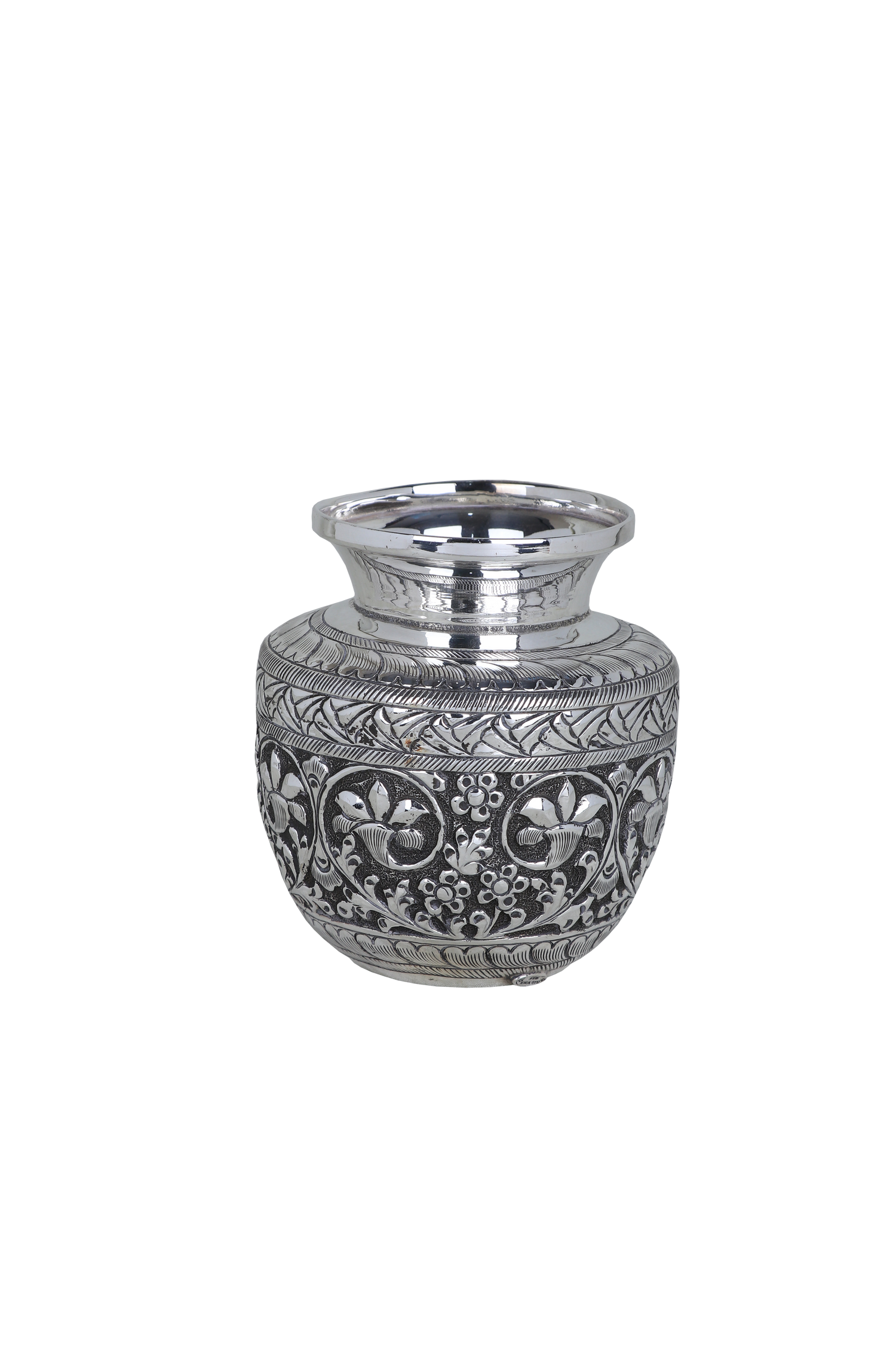 Royal Antique Silver-Plated Floral Kalash – Handcrafted Pooja Water Pot (275g)