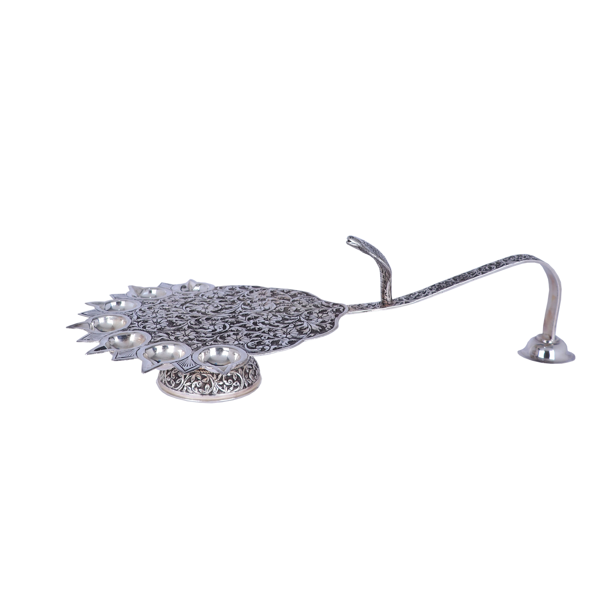 Decorative Silver peacock on a white background