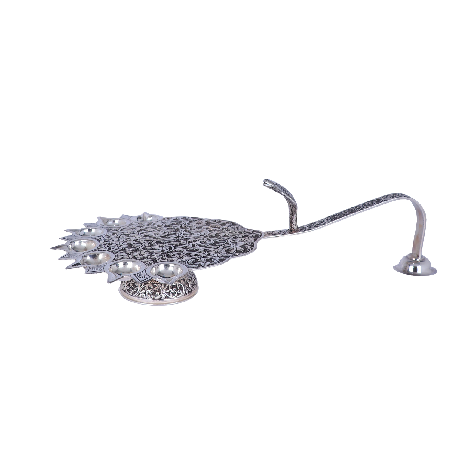 Decorative Silver peacock on a white background