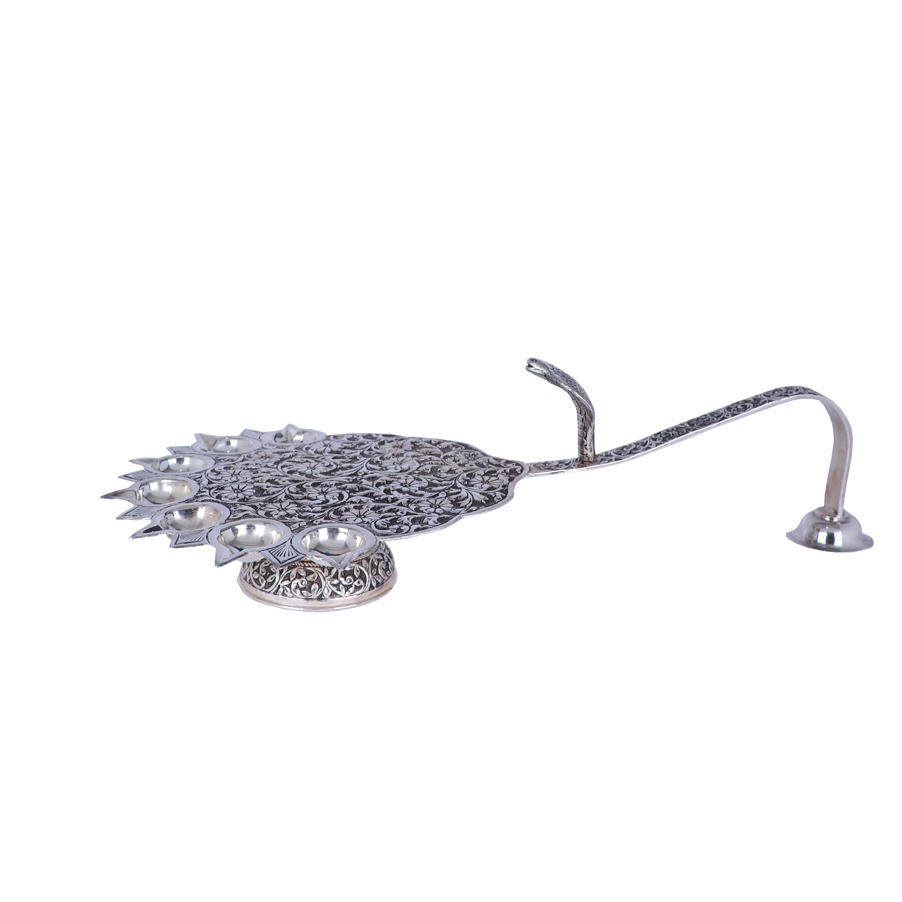 Decorative Silver peacock on a white background