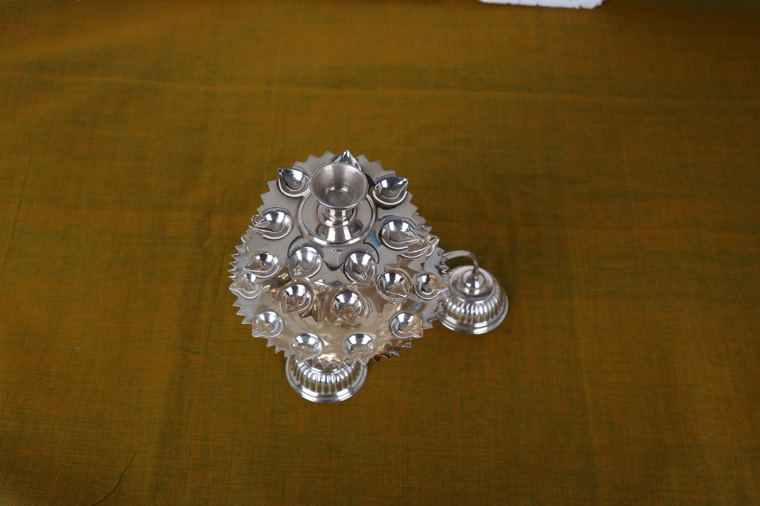 Grand Multi-Tier Silver Aarti Lamp – Luxury Handcrafted Ceremonial Deepam (322g)