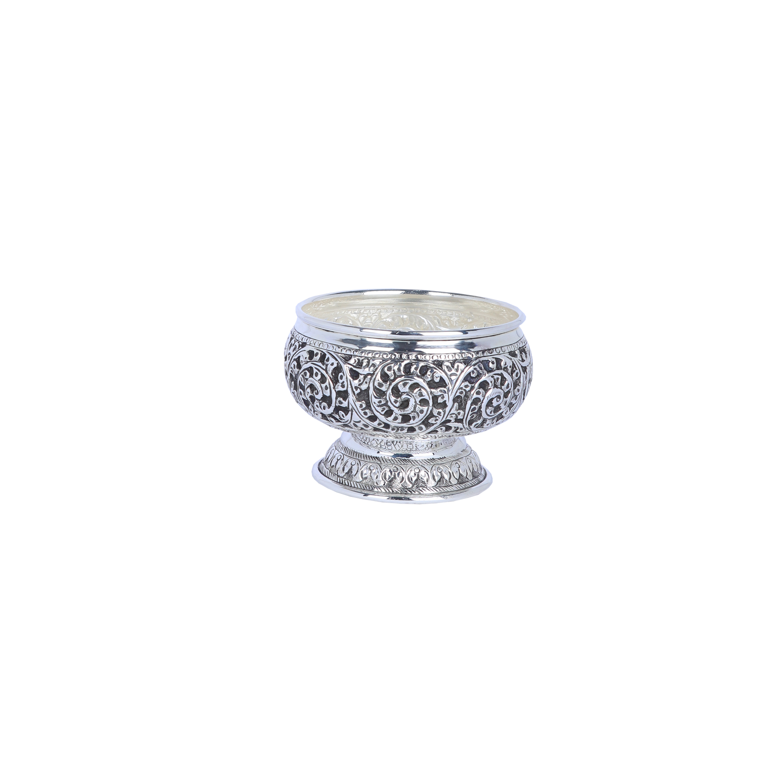 Indian Handcrafted Sterling Silver Filigree Bowl with Pedestal Base – Ornate Heritage Centerpiece (271g)