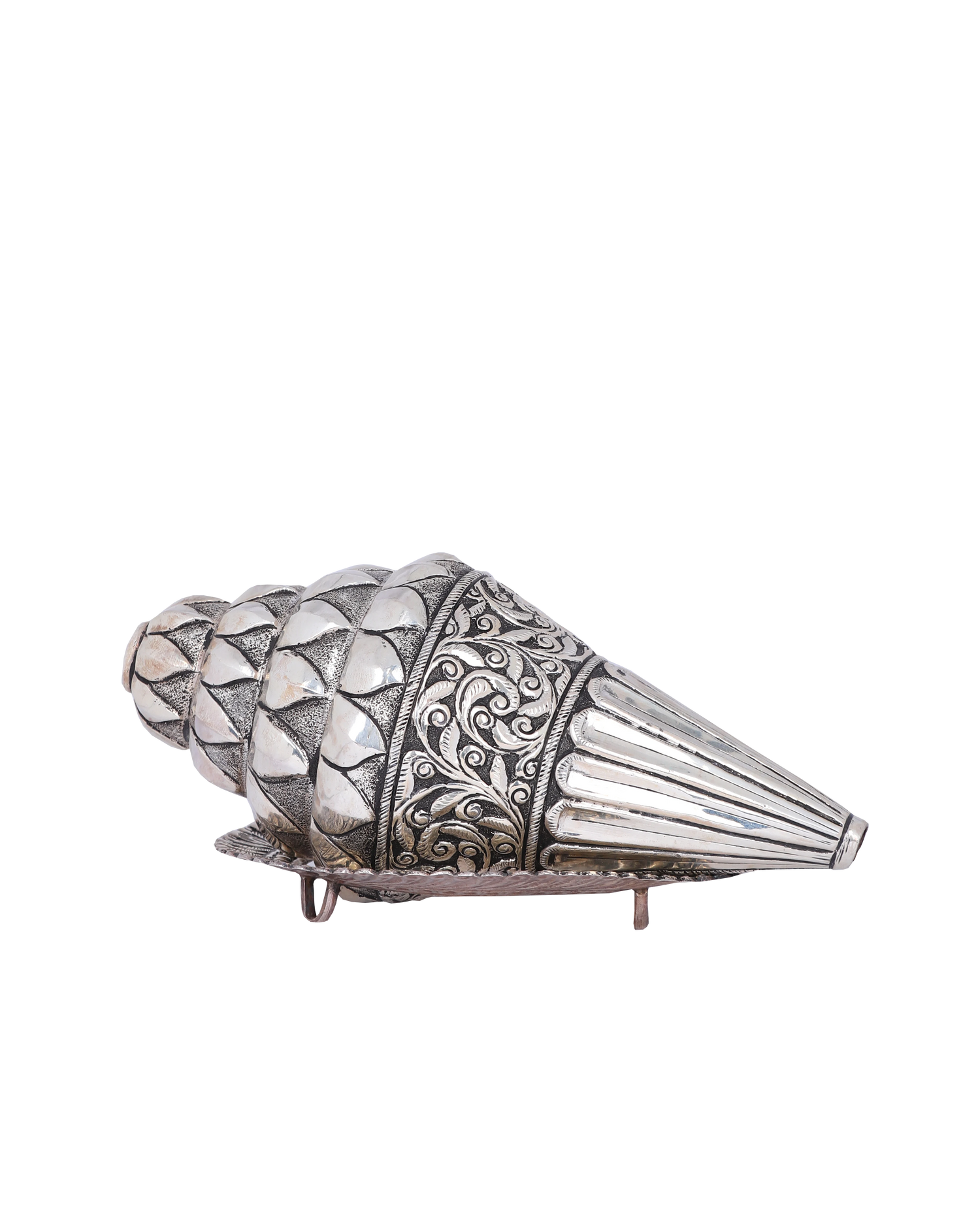 Handcrafted 925 Silver Shankh (380g) - Divine Luminescence Finish