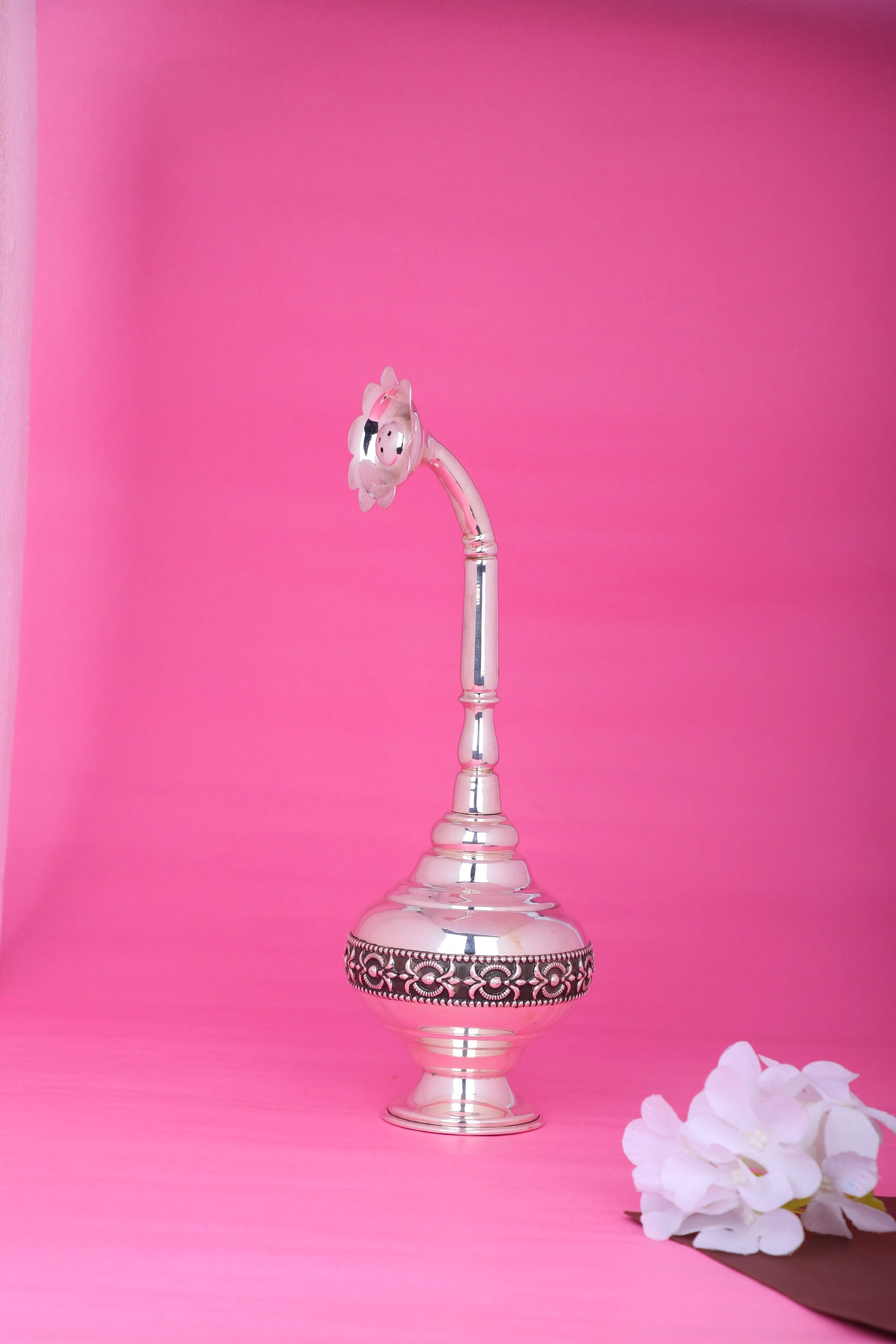 Pure 925 Silver Gulab Dani – 262g Rose Water Sprinkler for Pooja & Décor