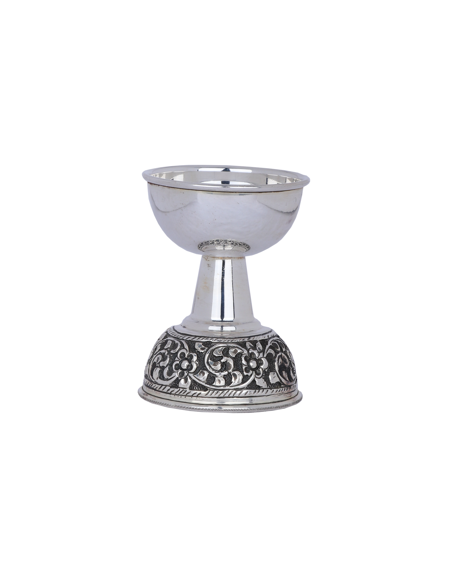 Pure 925 Silver Diya – 115g Elegant Floral-Edged Bowl for Pooja & Décor