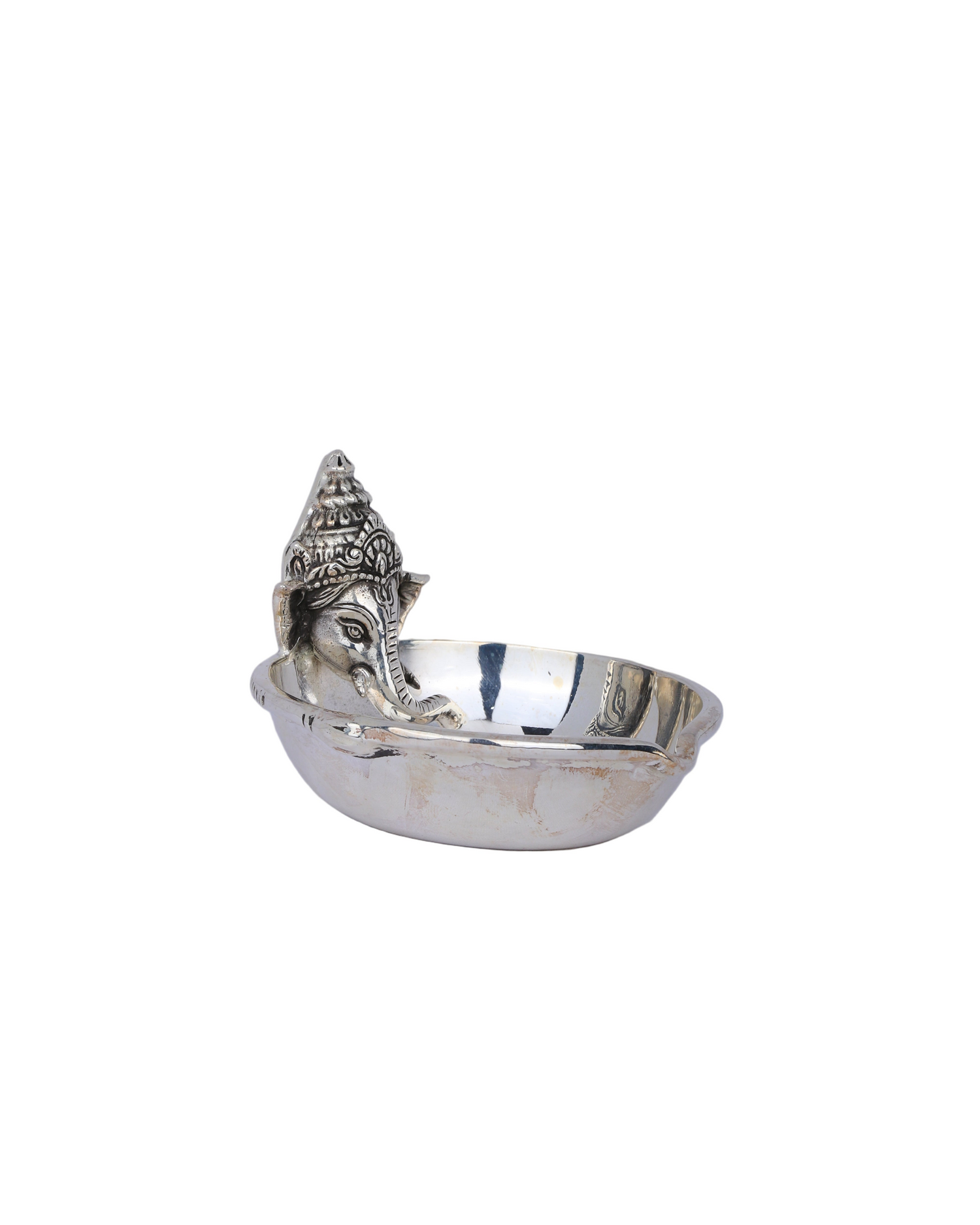 Pure 925 Silver Ganesha Deepam – 158g Sacred Oil Lamp for Pooja