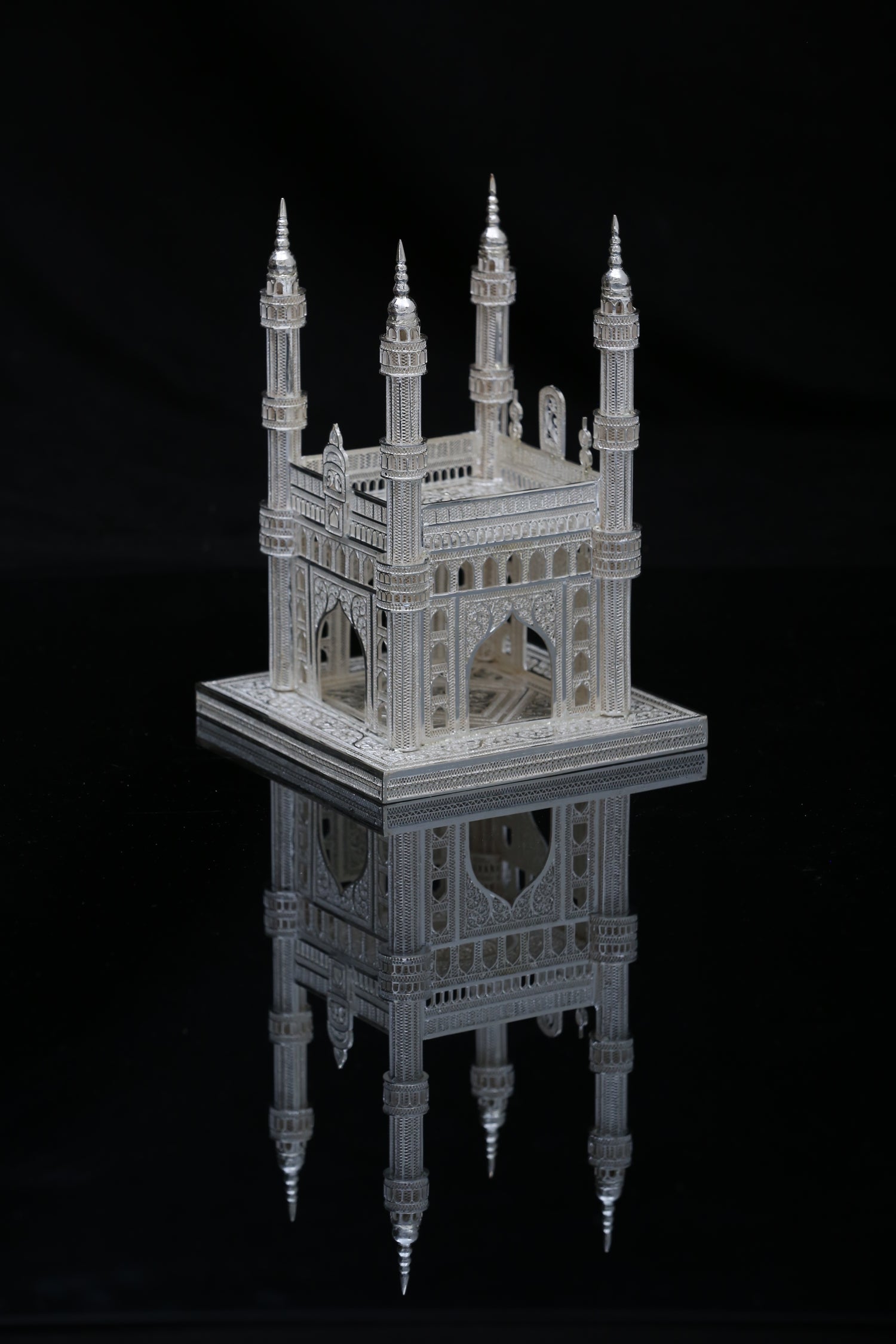 925 Pure Silver Filigree Charminar Masterpiece | Hyderabad Icon Decor | Hallmarked