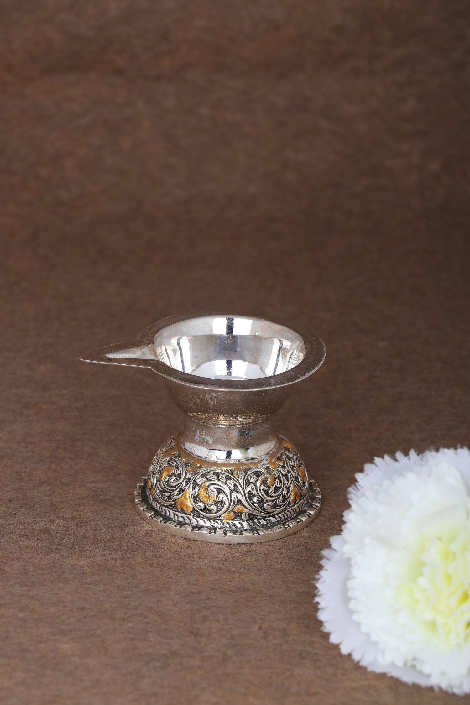 Pure 925 Silver Deepam – 55g Compact Oil Lamp for Pooja & Gifting