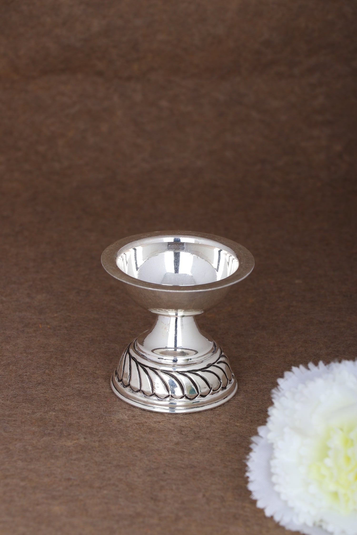 Pure 925 Silver Deepam – 44g Lotus Base Oil Lamp for Pooja & Gifting