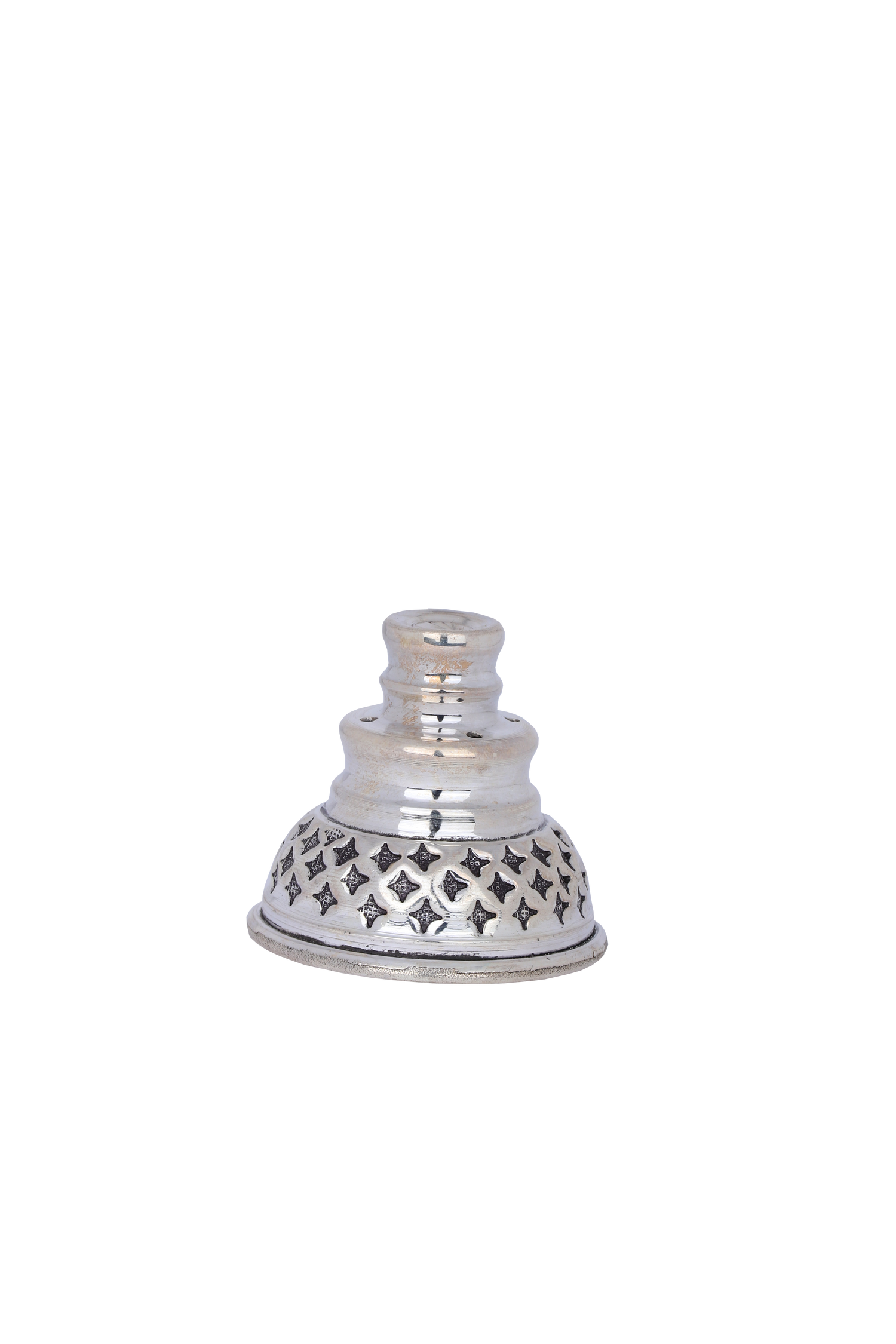 Ornate Lattice Silver Agarbatti stand – Temple Ritual Pedestal (2.2"x2.2")