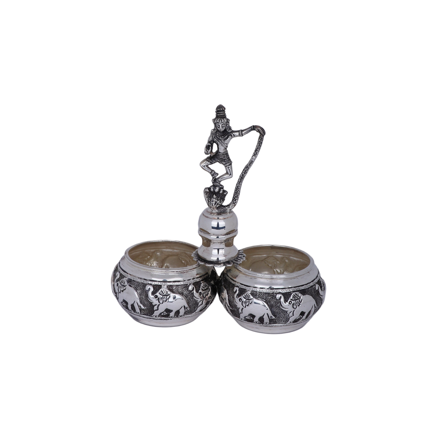 Buy Sterling Silver Hanuman Dual Deepa Stand – Premium Temple Oil Lamp (247g)
