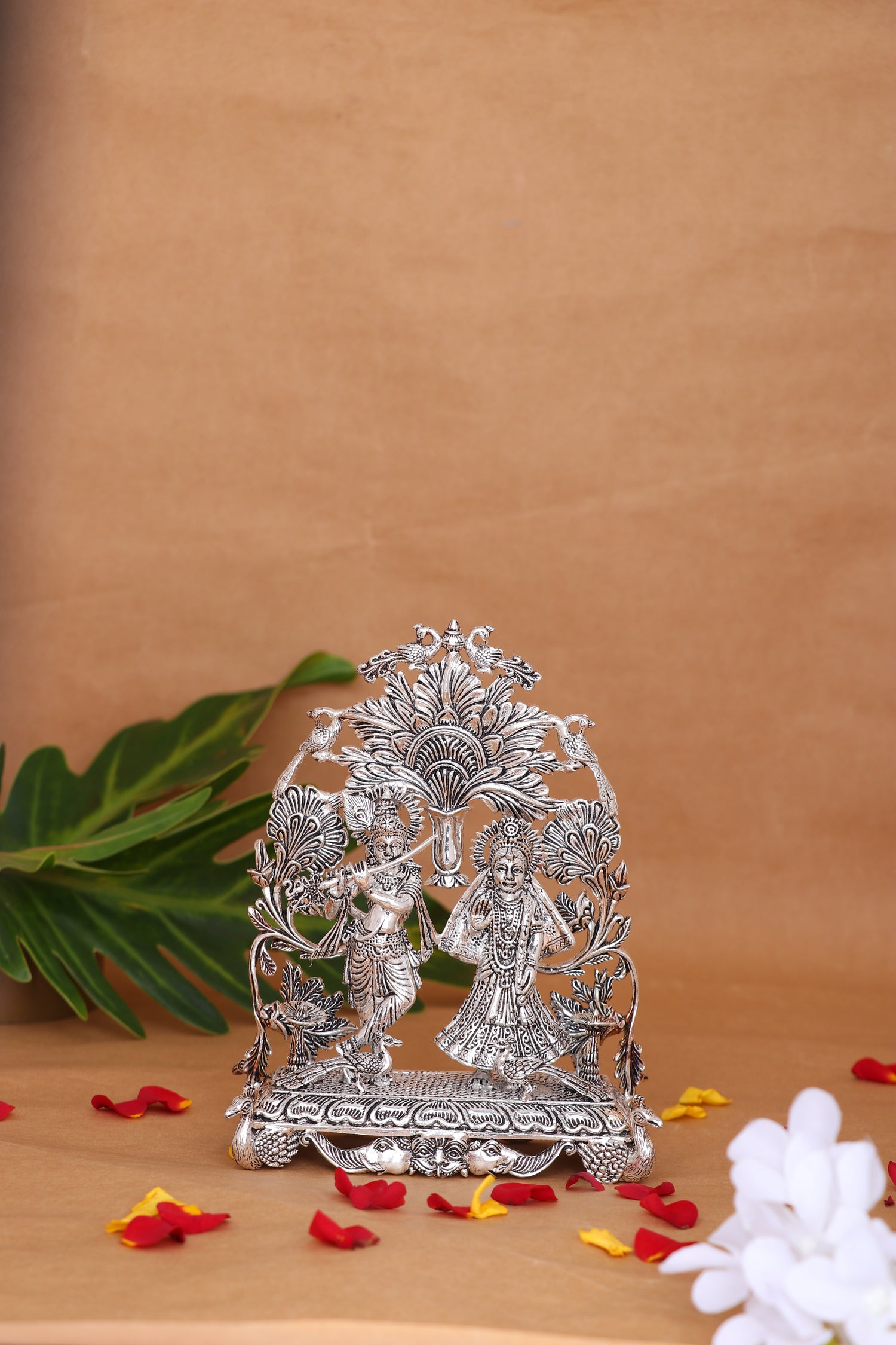 Pure 925 Silver Radha Krishna Idol – 777g Divine Couple Murti