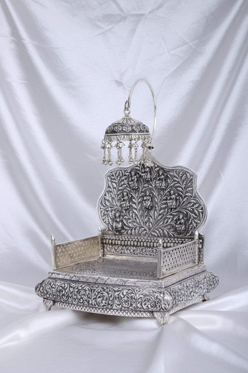 Pure 925 Silver Handcrafted Singhasan (1505g) for Pooja Mandir