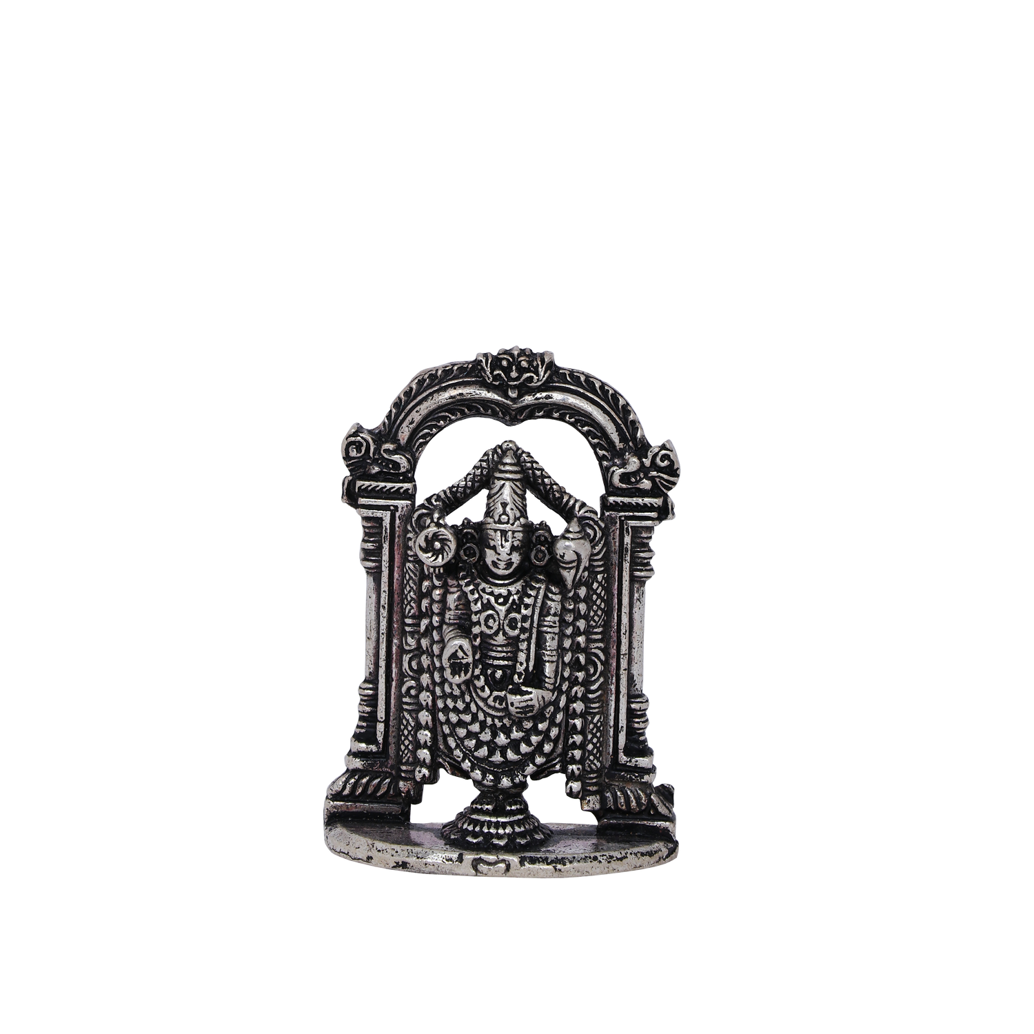 Pure 925 Silver Balaji Idol – 158g Temple Arch Tirupati Murti