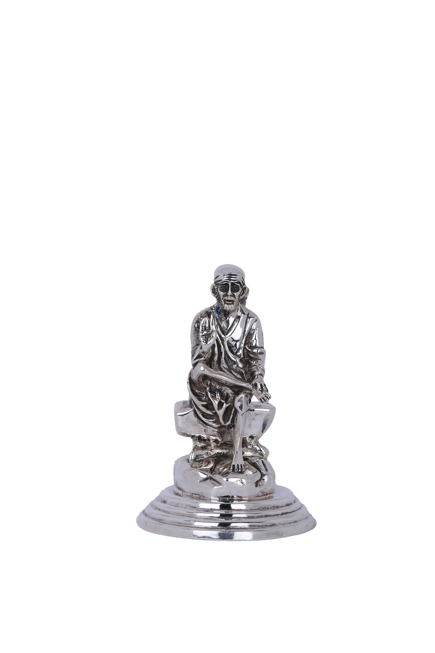 Pure 925 Silver Sai baba Idol – 253g Serpent Base Murti