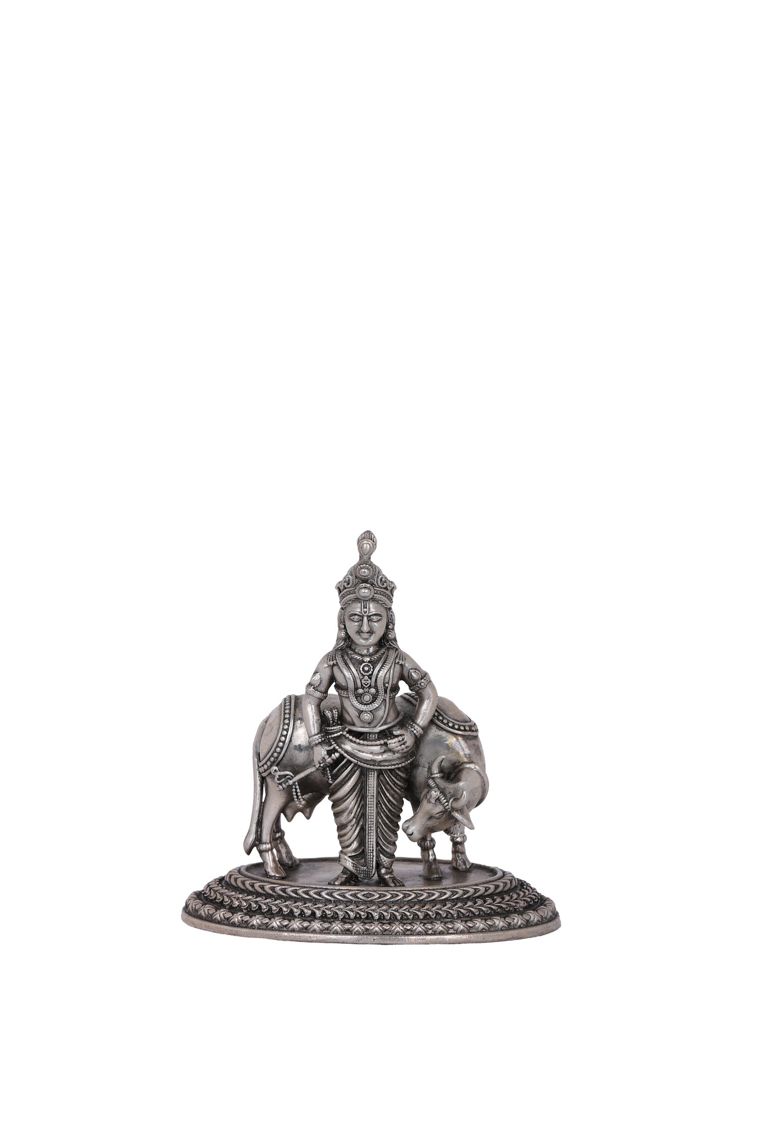 Pure 925 Silver Krishna Gowshala Idol – 175g Cow Protection Murti