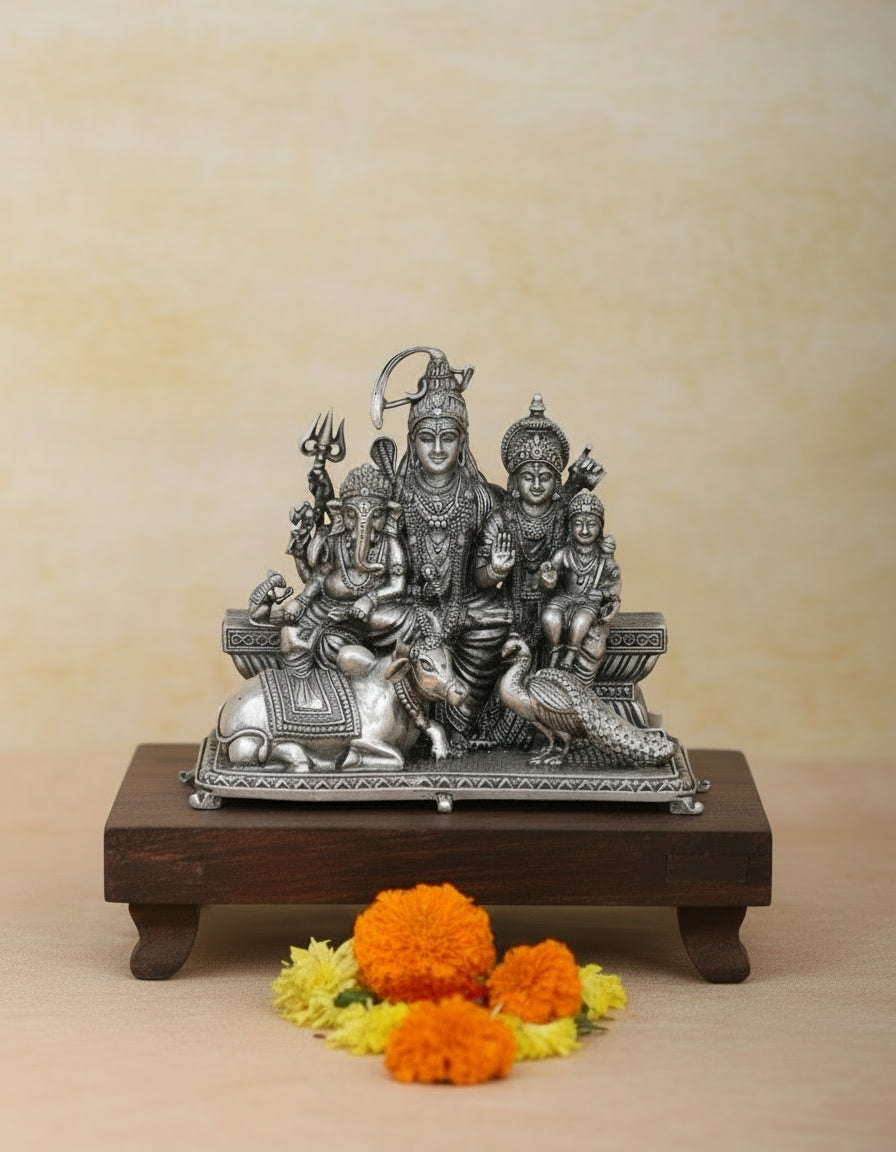 Pure 925 Silver Shiva Parivar Murti for Home Temple