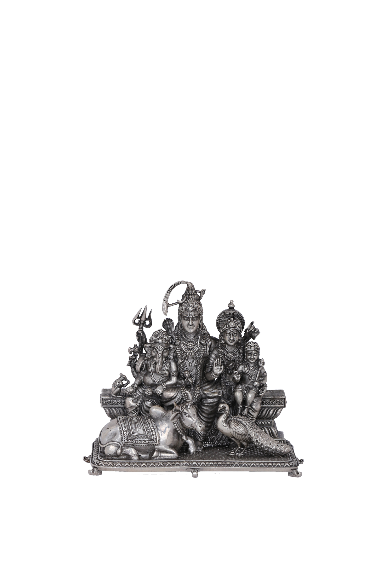 Pure 925 Silver Shiva Parivar Murti for Home Temple