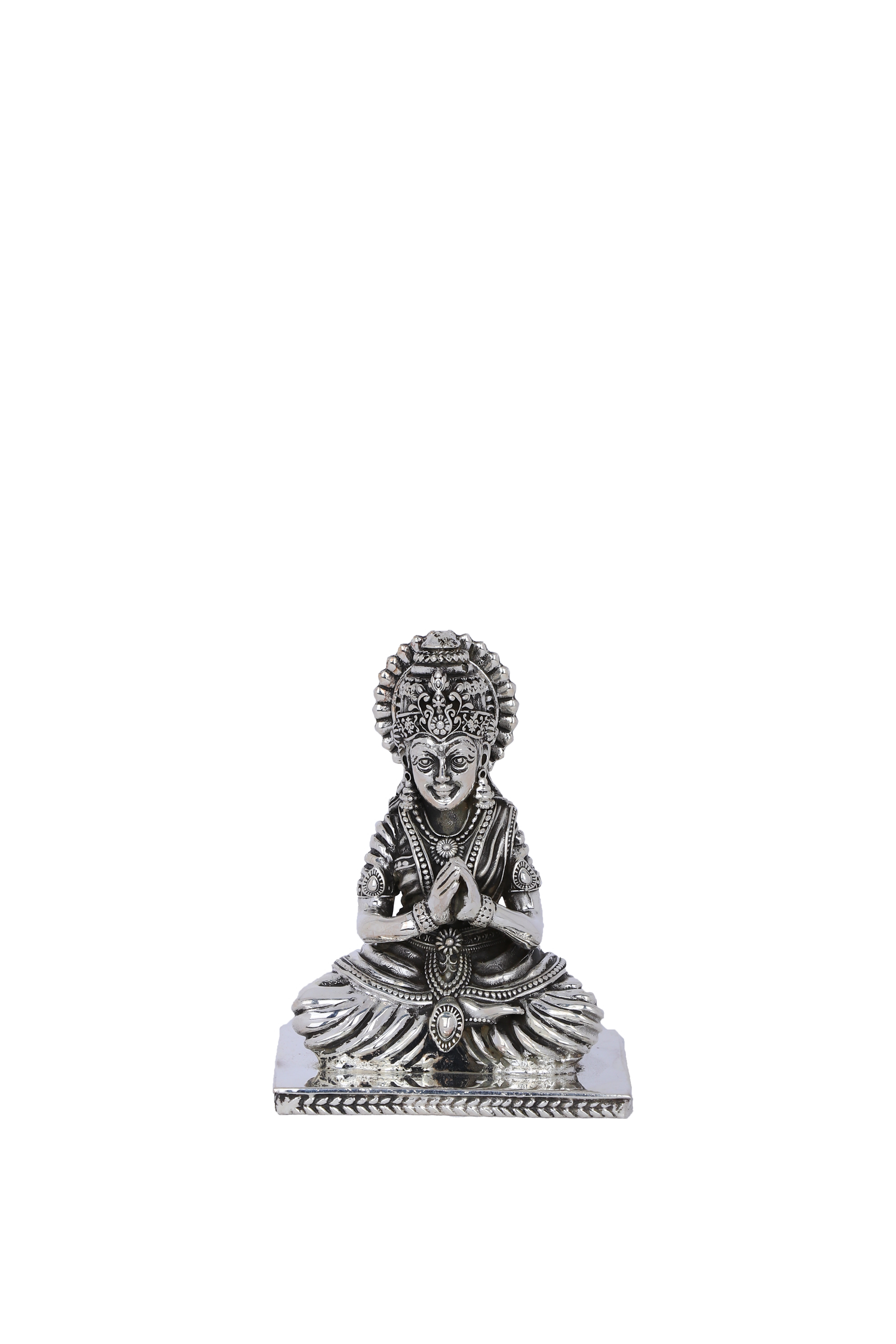 925 Silver Goddess in Namaskar Mudra (497g) Handcrafted Statue