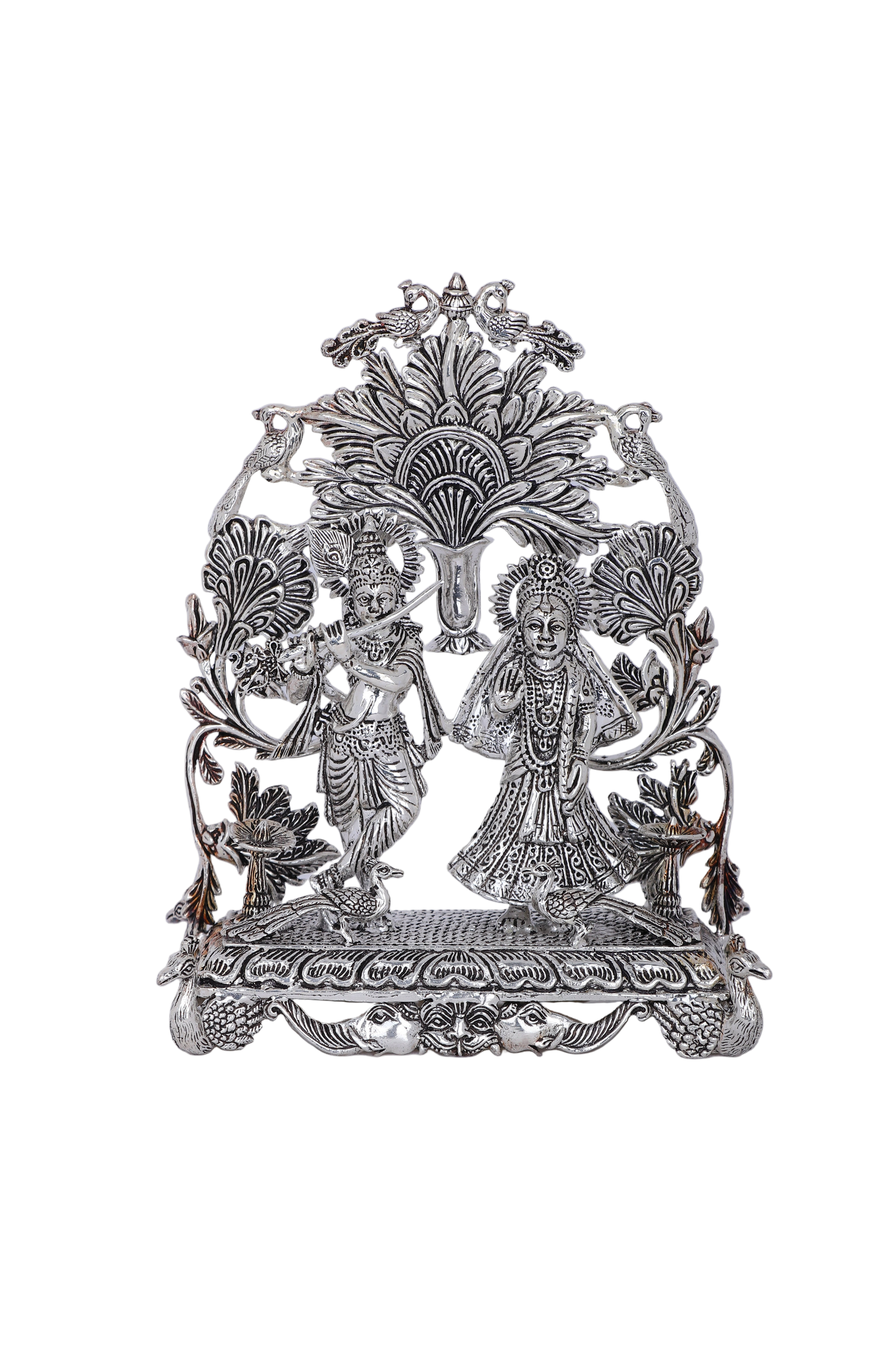 Pure 925 Silver Radha Krishna Idol – 777g Divine Couple Murti