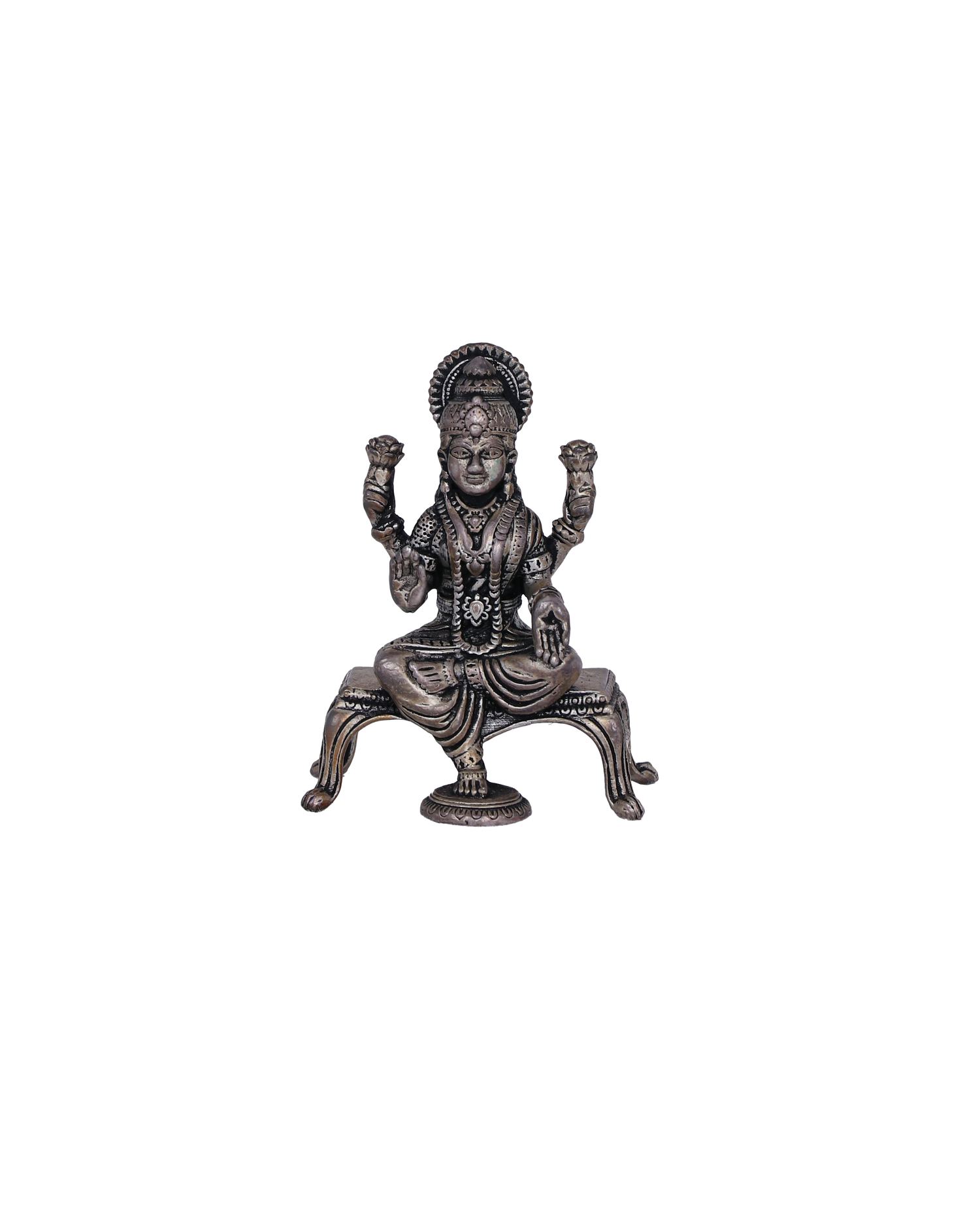 Pure 925 Silver Lakshmi Idol – 45.5g Four-Armed Goddess Murti