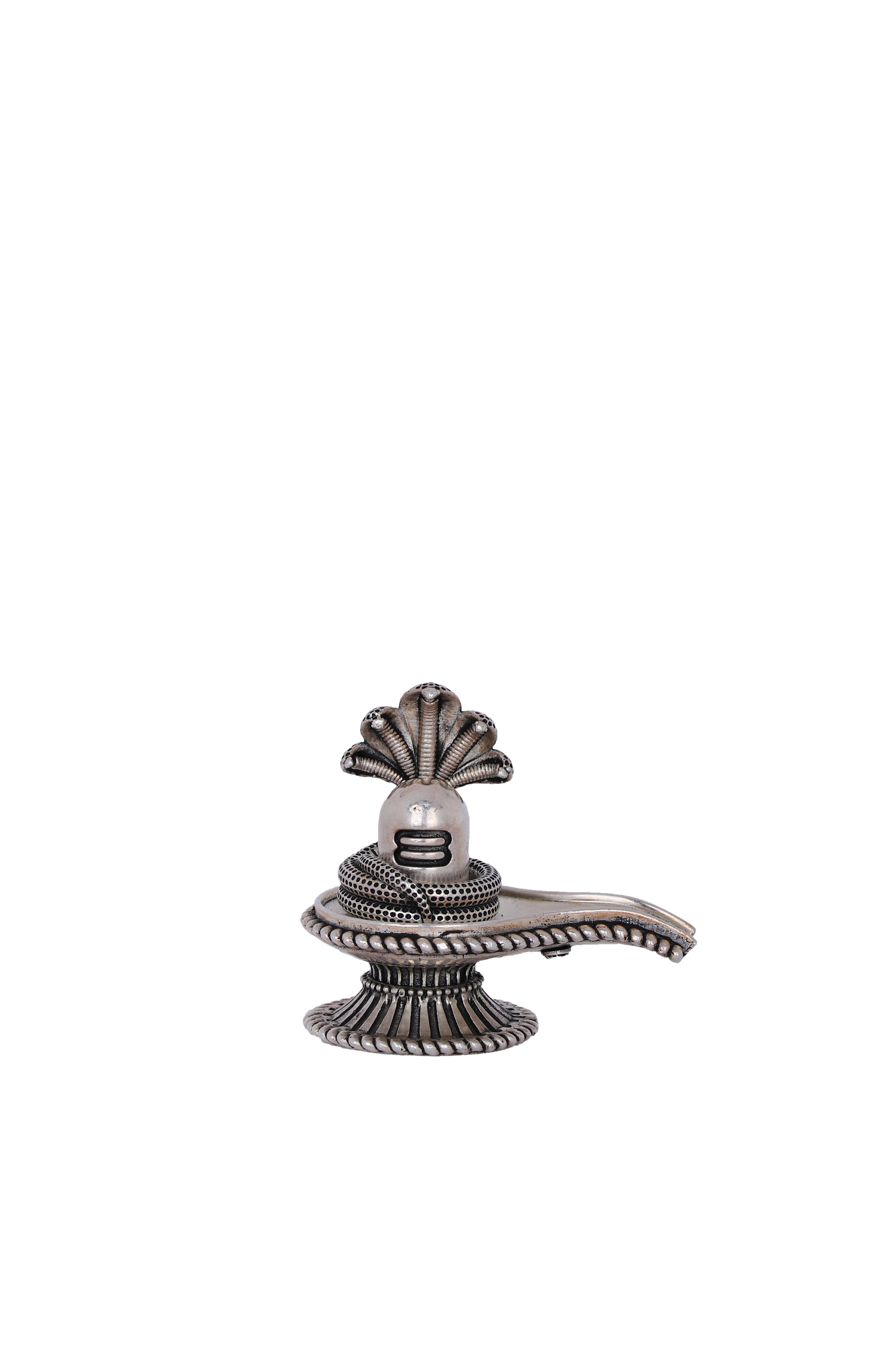 Pure 925 Silver Shiva Lingam with Naga for Pooja Mandir