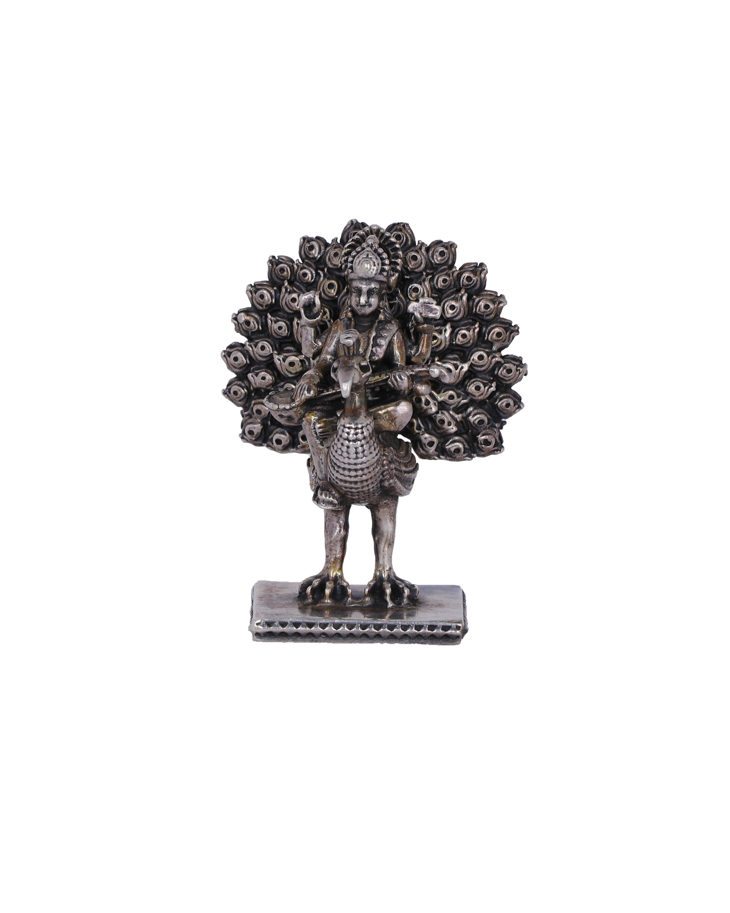 Pure 925 Silver Kartikeya Peacock Idol – 114g Murugan Deity Statue