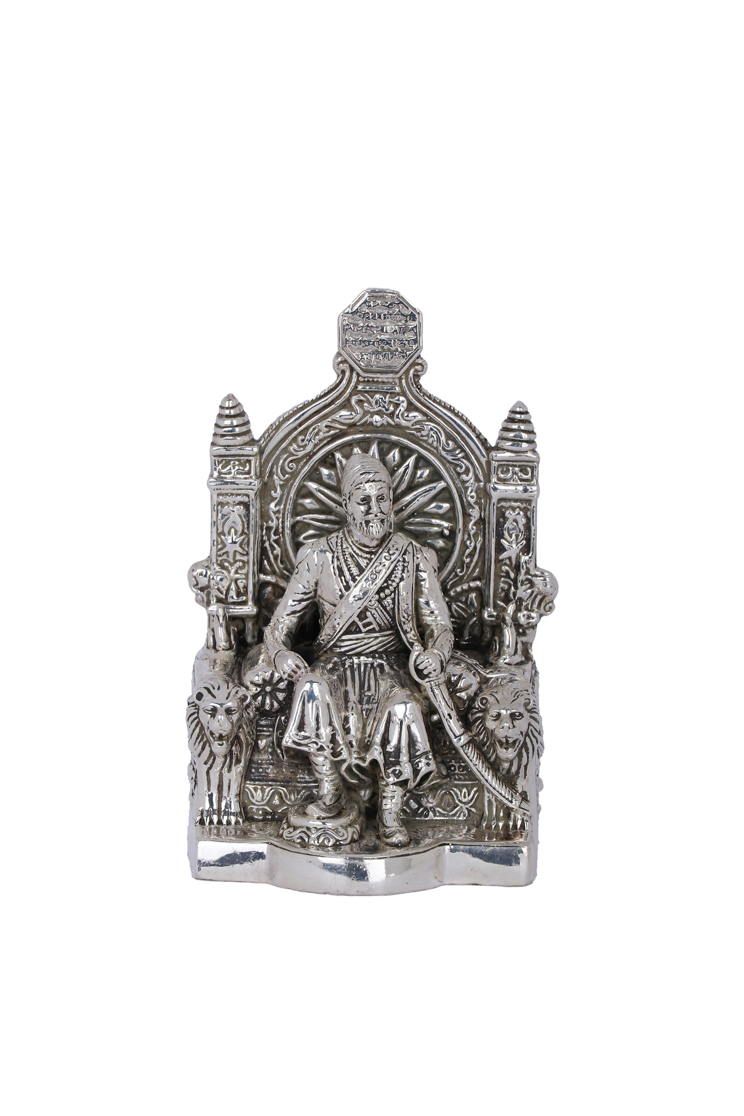 Pure 925 Silver Shivaji Maharaj Statue on Throne for Home