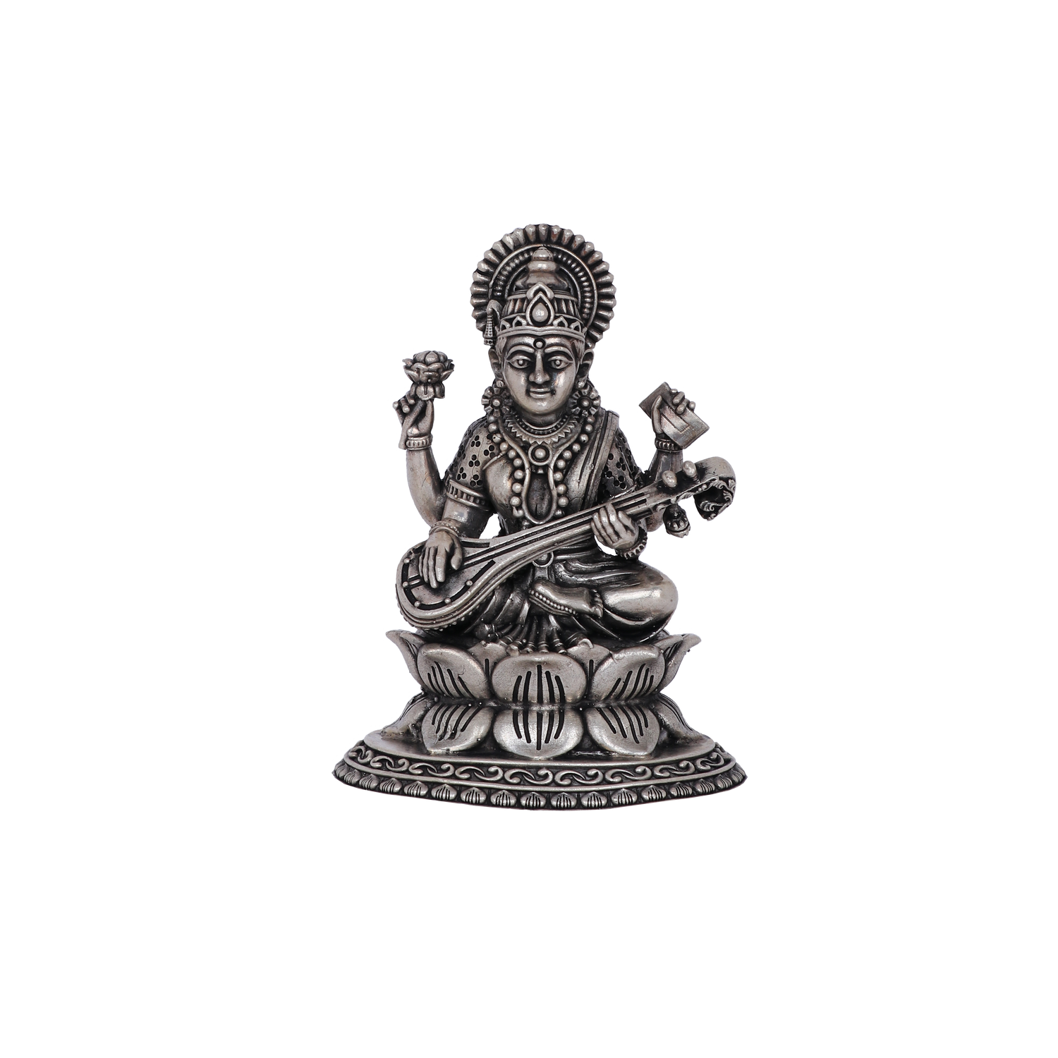 Pure 925 Silver Radha Krishna Idol – 372g Divine Couple Flute Murti